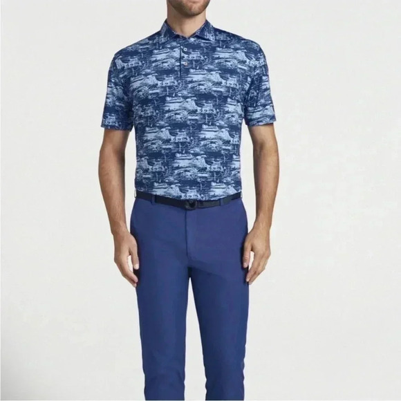 Peter Millar Summer Comfort Men’s L Blue Golf Landmark Performance Jersey Polo - Picture 1 of 14